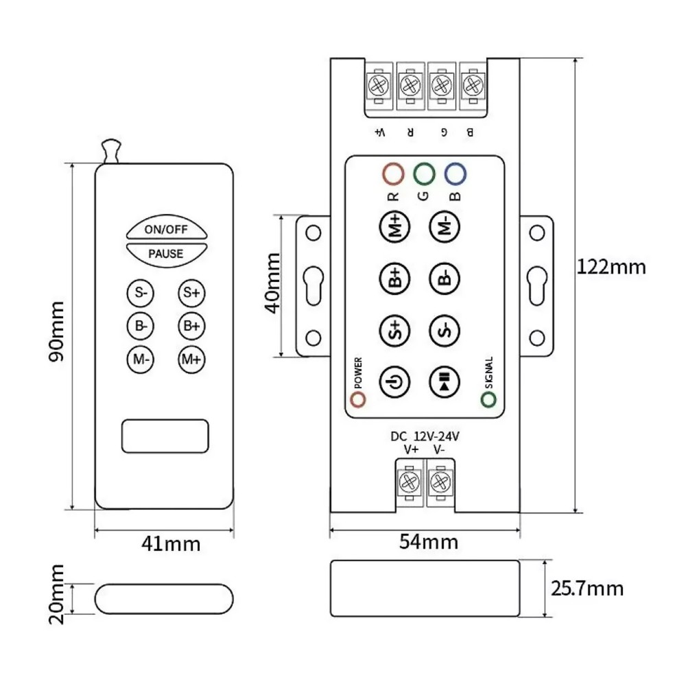 8Keys RF Wireless Remote Controller Accessories For RGB LED Lights Strip