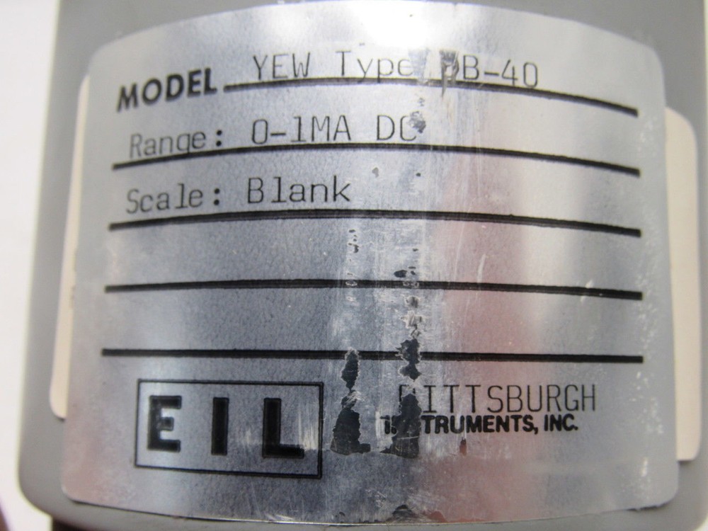 EIL Instruments YEW Type DB-40 Blank Face DC Panel Ammeter 0-1MA DC