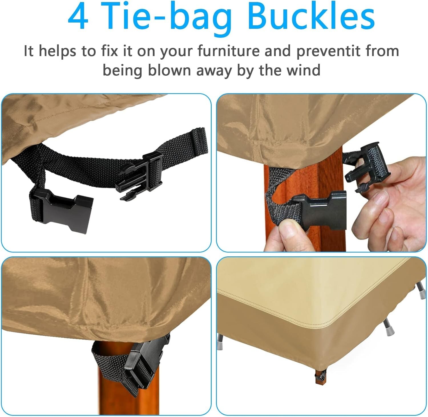 iCOVER Patio Furniture Cover，Waterproof Dustproof Patio Table Cover，SAND