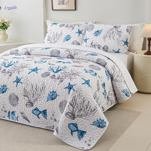King Size Comforter Set，3 Pieces Down Alternative King(96"x90") Sea Turtle