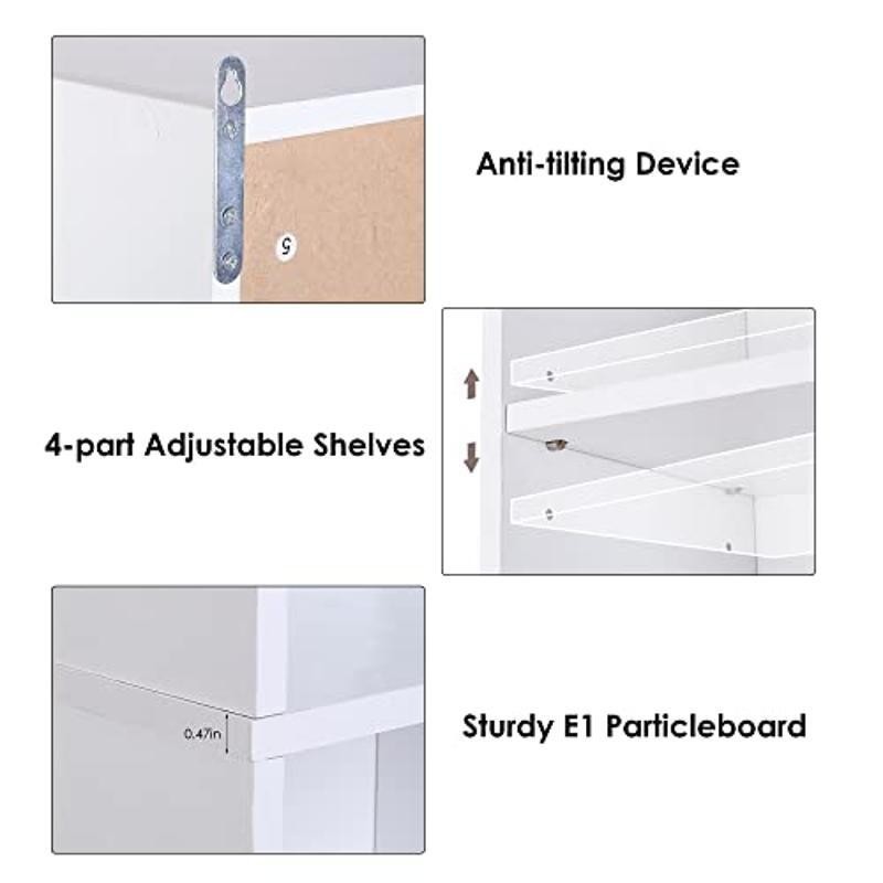 Adjustable CD DVD Storage Tower Rack Cabinet White 70.9" Tall Slim Display Shelf