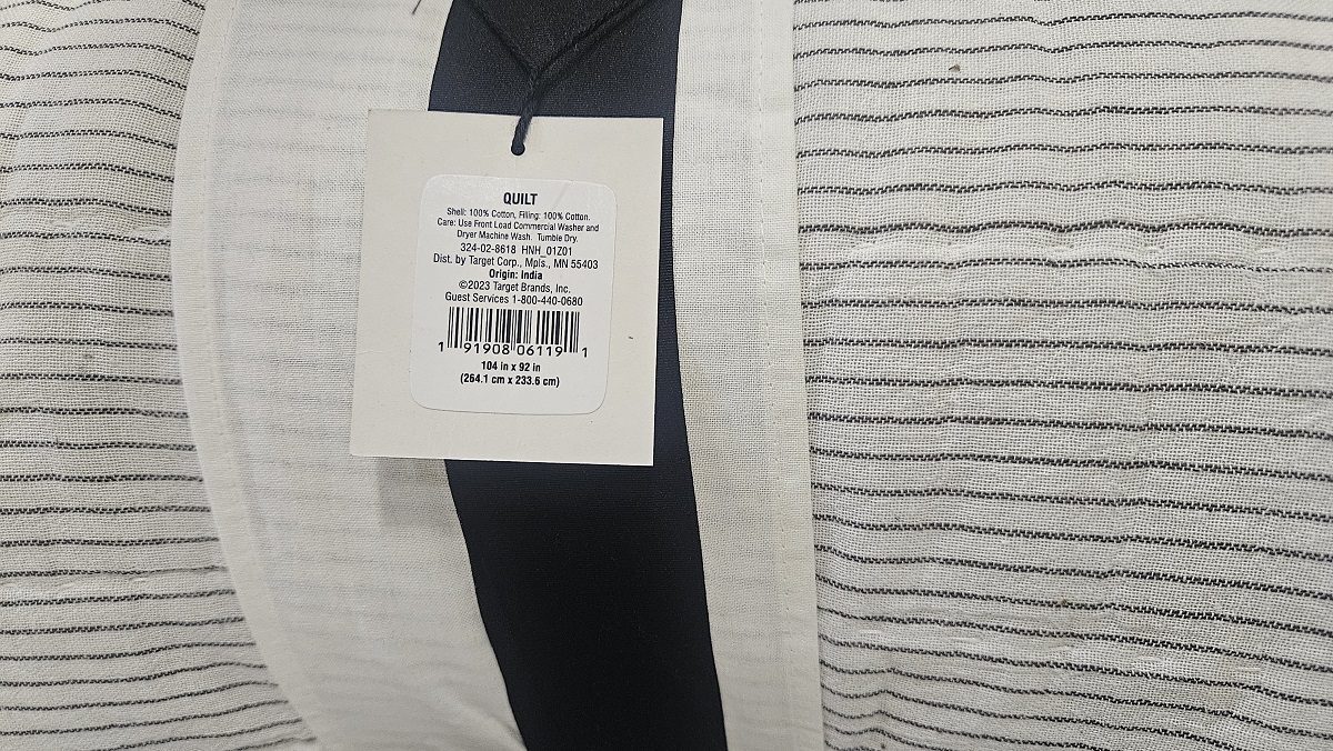 Hearth & Hand Magnolia King Microstripe Quilt Sour Cream/Railroad Gray