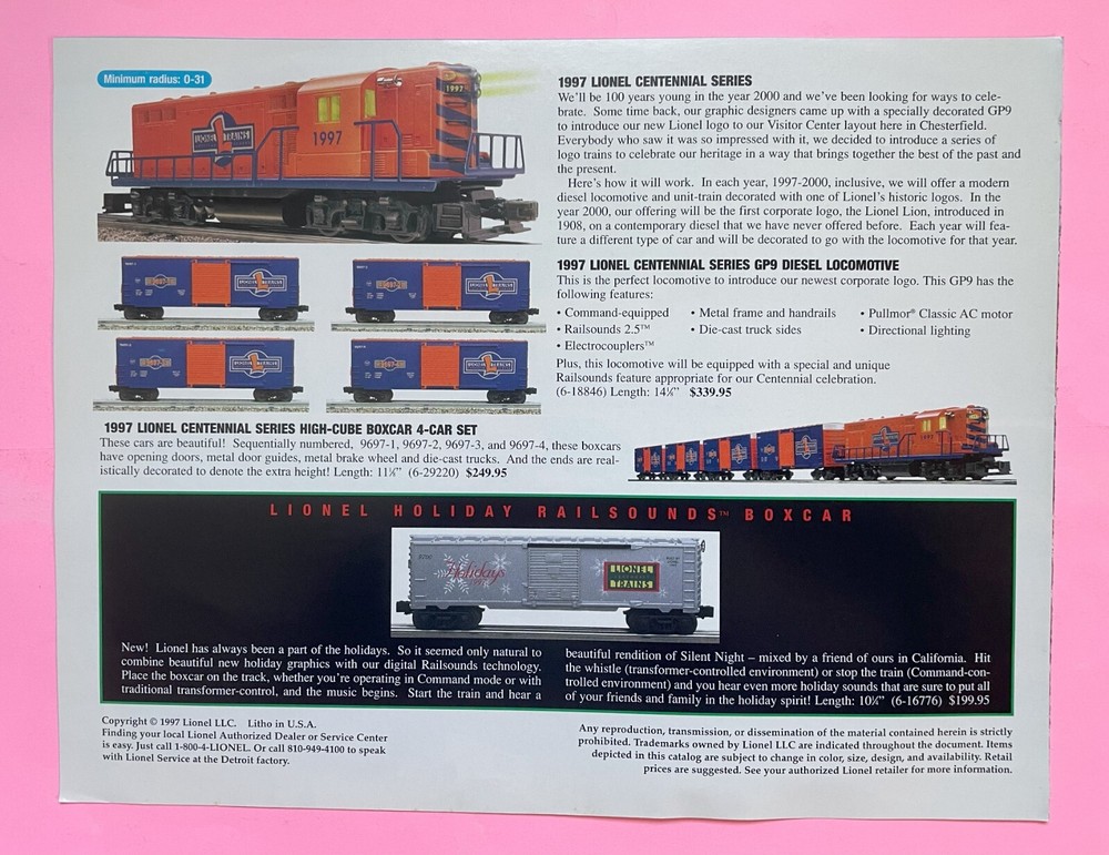 1997 Lionel Trains- Virginia Rectifier Set Flyer