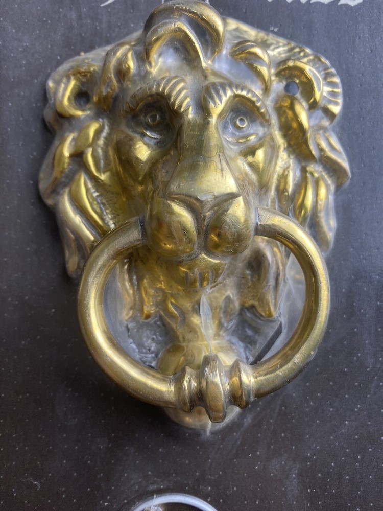 Rothley Brass Lion Head w/ Swing Pull Ring 5” Door Knocker