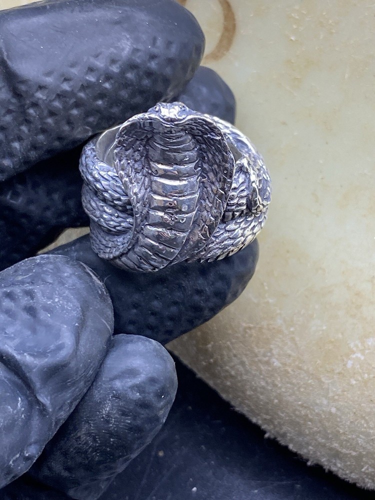 Cobra Ring Solid Sterling Silver Size 8