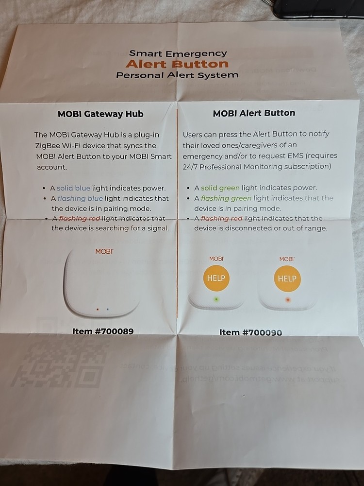 MOBI Smart Emergency Alert Button Personal Support System New 70278