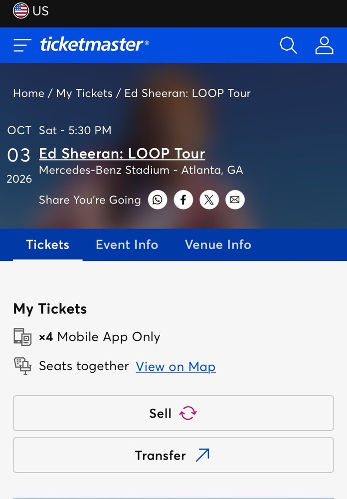 Ed Sheeran: Loop Tour 4 Tickets