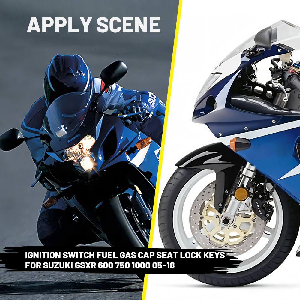 For Suzuki GSXR 600 750 1000 05-18 Ignition Switch Fuel Gas Cap Seat Lock Keys