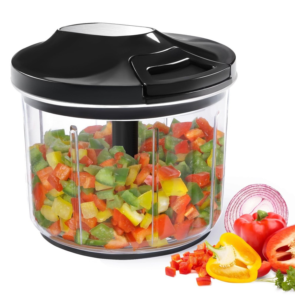 Manual Food Processor Large Vegetable Chopper, 1000ML Pull String Chopper Gar...