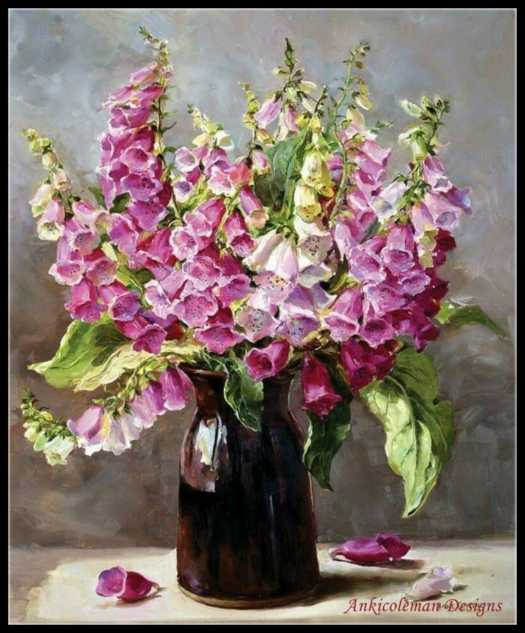 Chart Needlework Embroidery DIY Counted Cross Stitch Pattern - Foxgloves