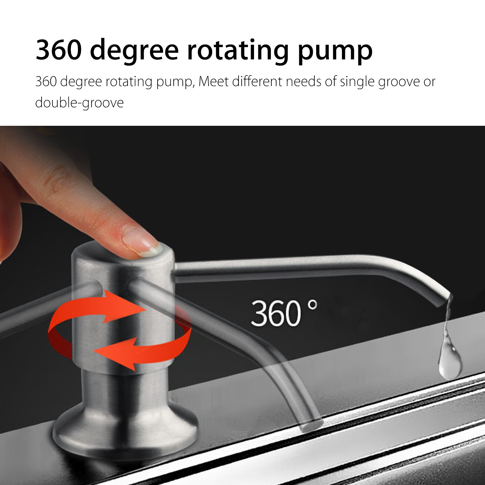 Stainless Steel Soap Dispenser Kitchen Sink Bath Hands Liquid Pump Bottle 300ML