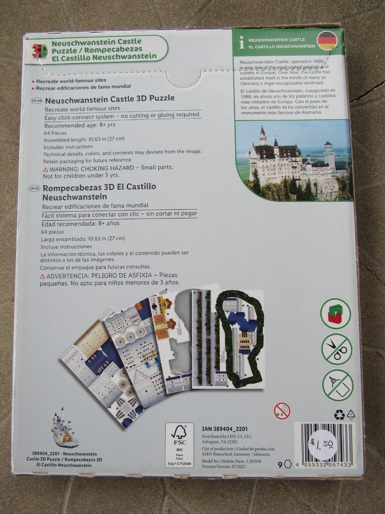 Neuschwanstein Castle 3D Puzzle **New