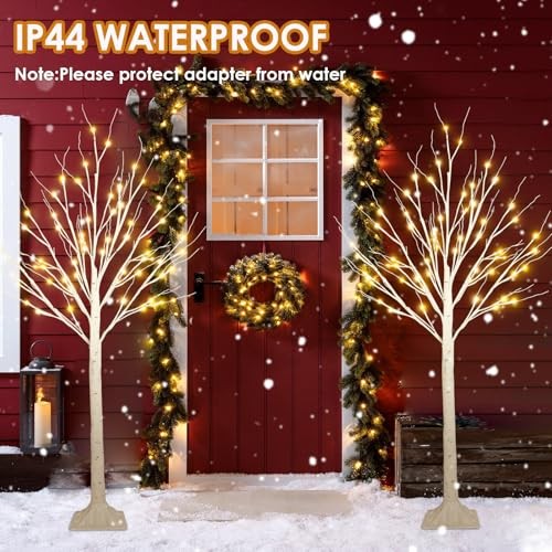 2-Pack 4FT Lighted Birch Tree (Higher Size & Floor 2Pack-4FT Warm White