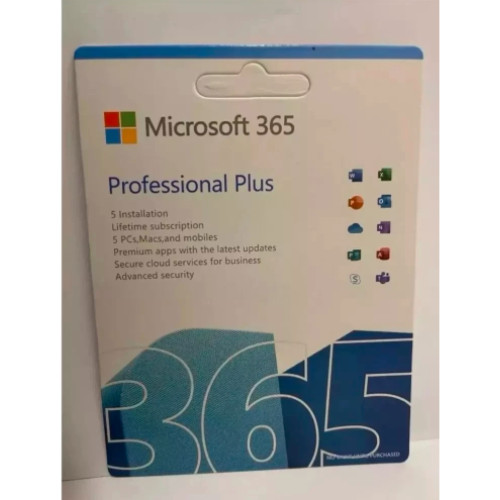 Microsoft 365 Professional– 5 PC or Mac lifetimeLicense – with  DVD media