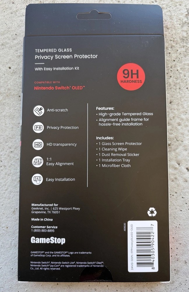 GAMESTOP TEMPERED GLASS SCREEN PROTECTOR FOR NINTENDO SWITCH OLED – NEW