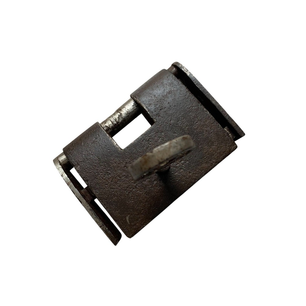 IRON PADLOCK LOCK with KEY, OLD OR ANTIQUE, Barbed Spring.