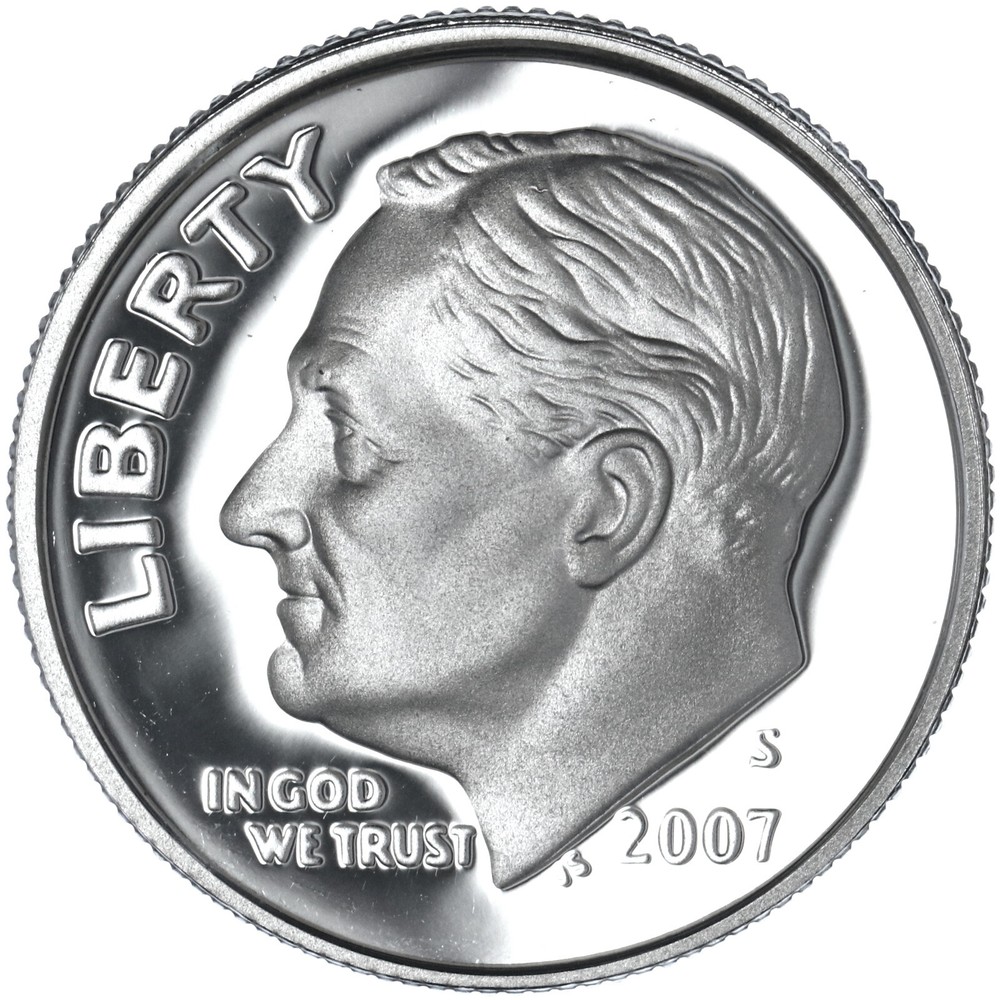 2007 S Roosevelt Dime Gem DCam Proof 90% Silver