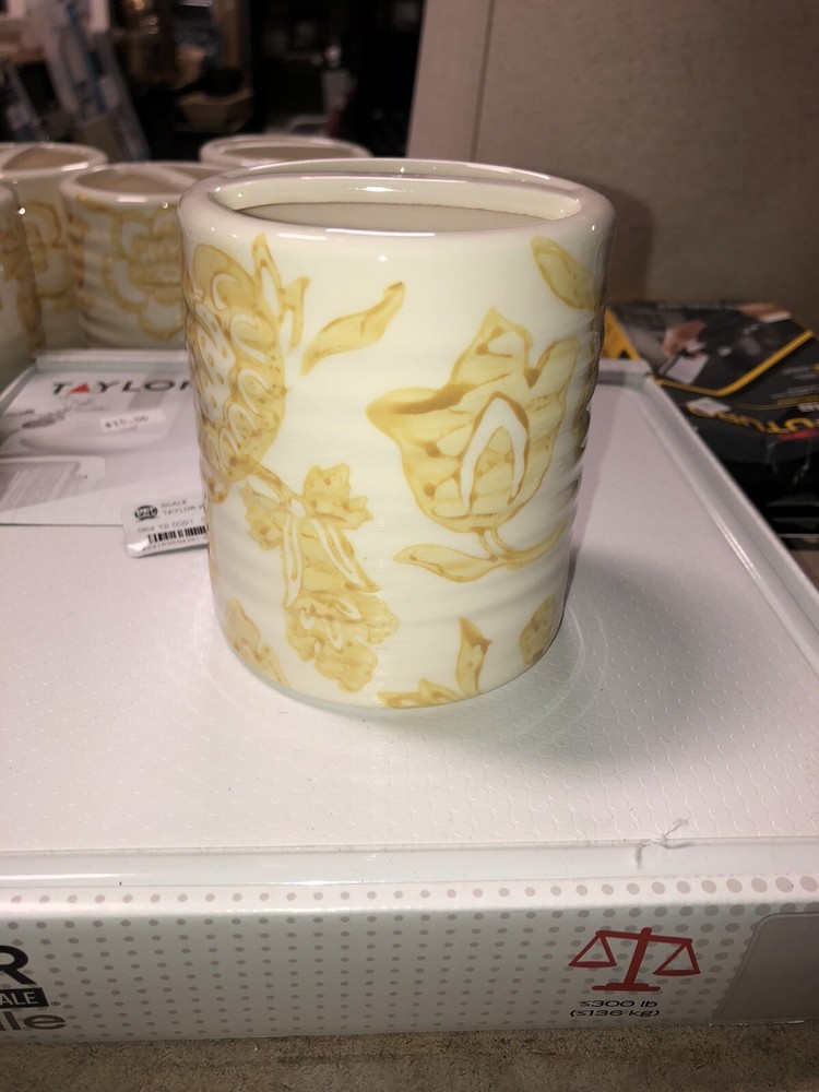Threshold Floral Ceramic Toothbrush Holder Yellow