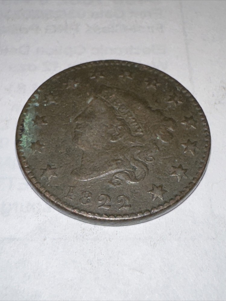 1822 1c Coronet Matron Head Large Cent, nice coin