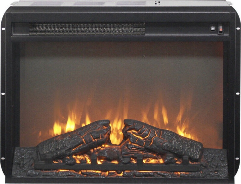 23" Insert Electric Fireplace 2-Button Operation with Log Set & Realistic Flame