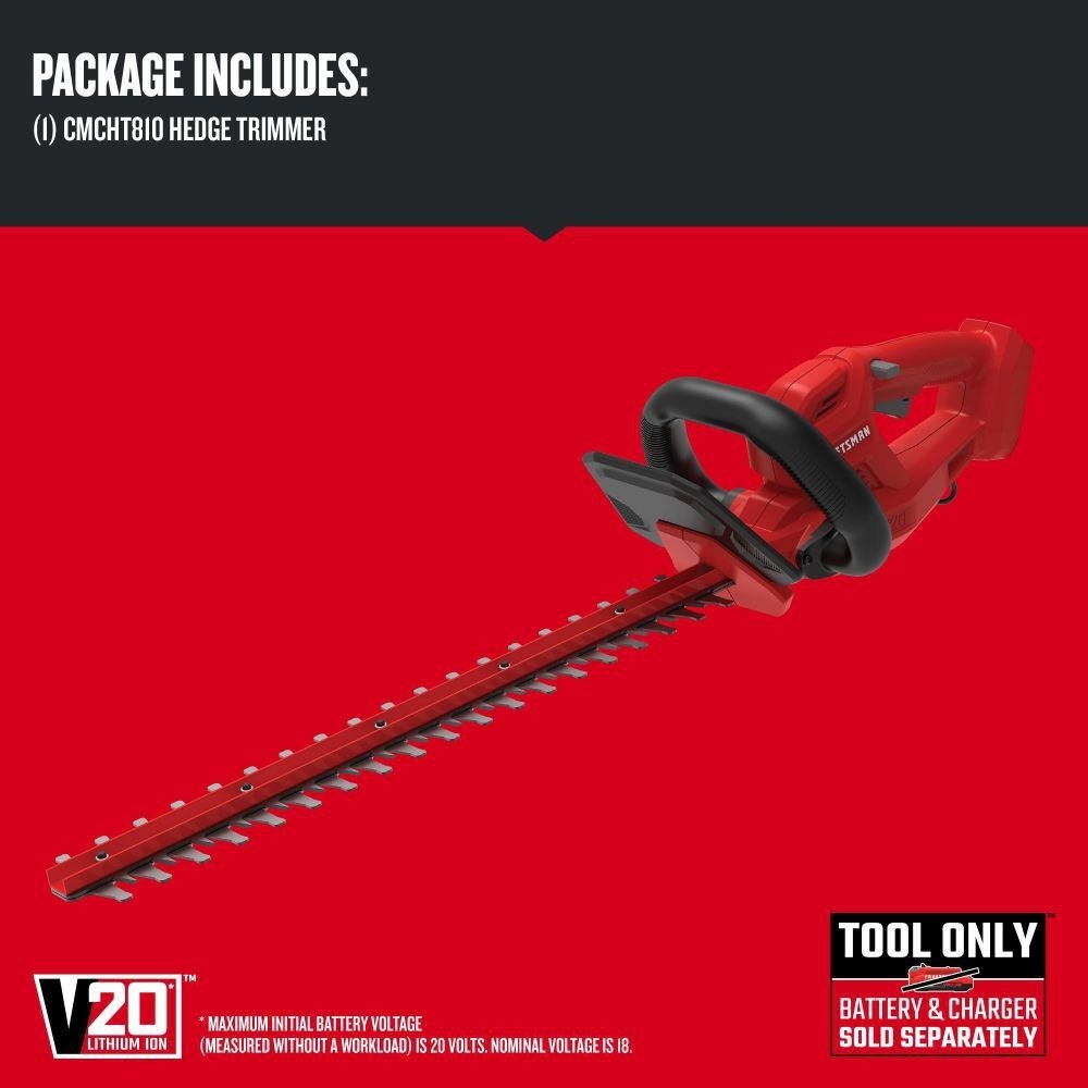CRAFTSMAN V20 Cordless 20 Inch Hedge Trimmer (Bare Tool)-CMCHT810B