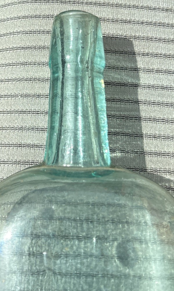 9” Nice Antique Aqua Blue Flask Bottle