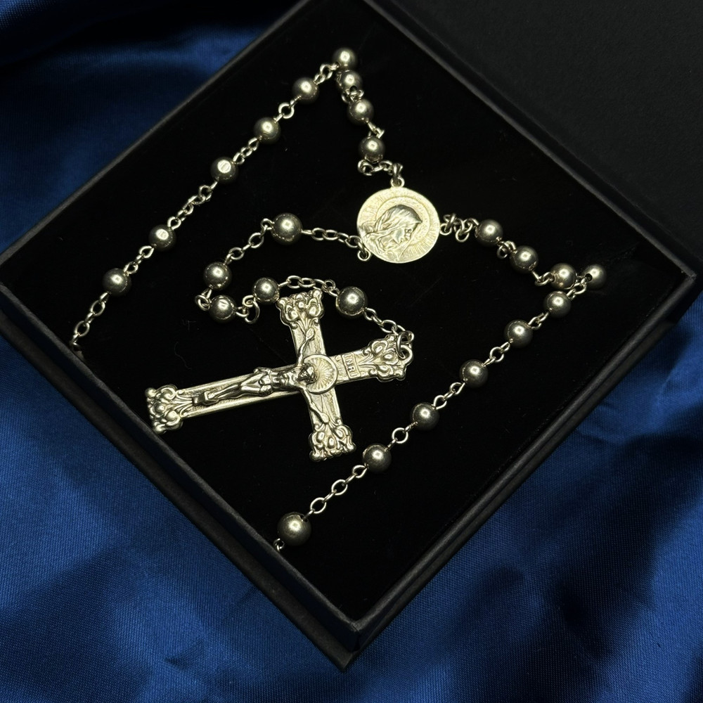 Vintage All Sterling Silver Catholic 20.5 Inch Rosary