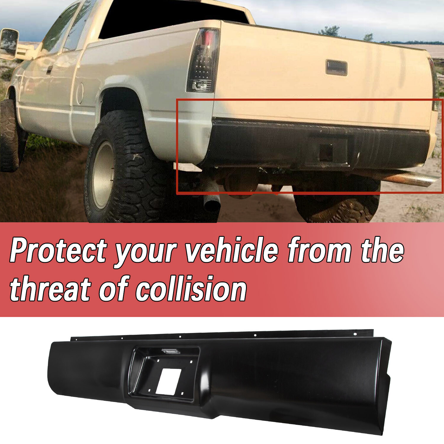 Rear Bumper Roll Pan w/ Light For 88-98 Chevy Silverado Sierra C/K1500 2500 3500