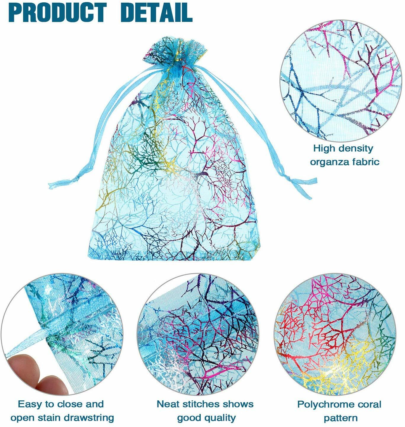 Sheer Coralline Organza Gift Bag Jewelry Pouches Party Wedding Favor 3"X4" Blue