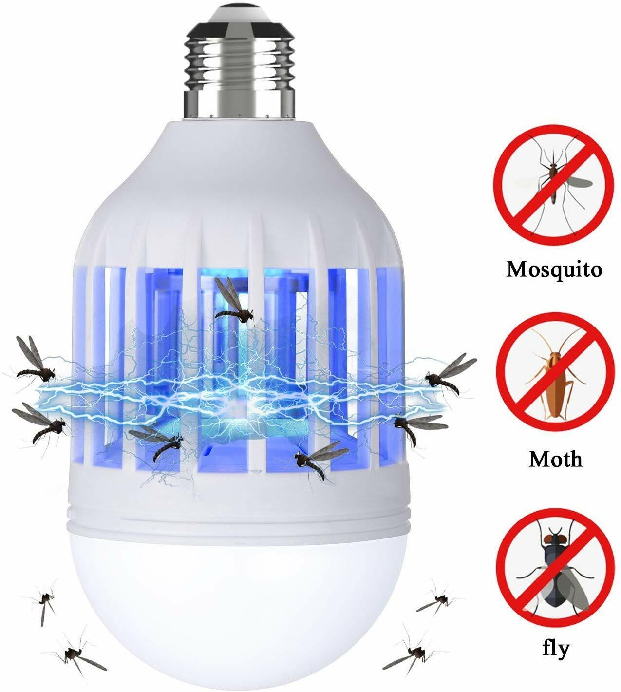 2 Pcs Bug Zapper Light Bulb Mosquito Insect Killer Lamp Indoor Outdoor Fly Trap