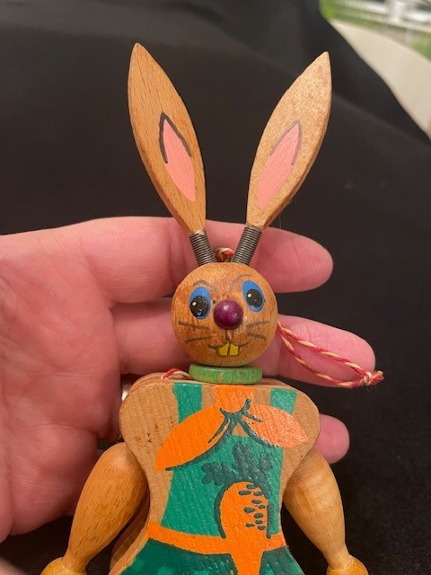 Vintage Jumping Jack Rabbit AUSTRIA Wooden Pull String Toy A-