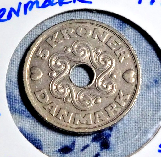 DENMARK 1990 (5 KRONER)  "U-GRADE"  KM869 UNCIRCULATED