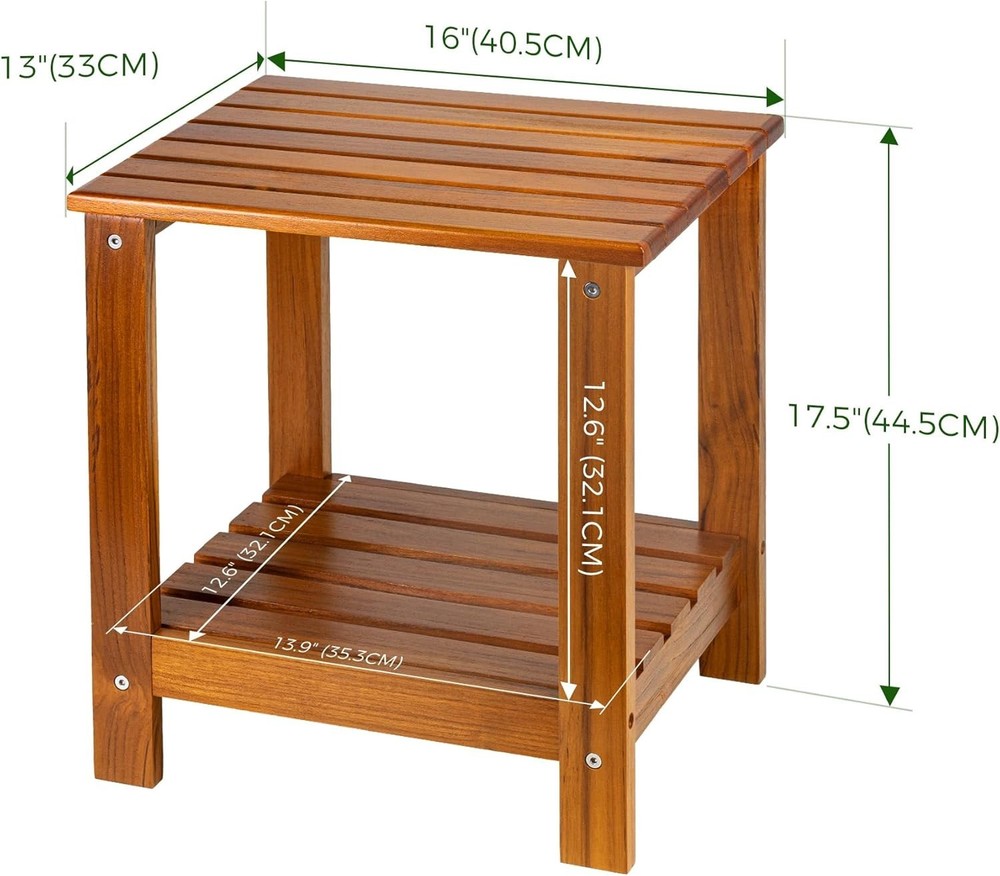 Versatile Teak Patio End Table - Double Layer Accent for Garden & Living Room