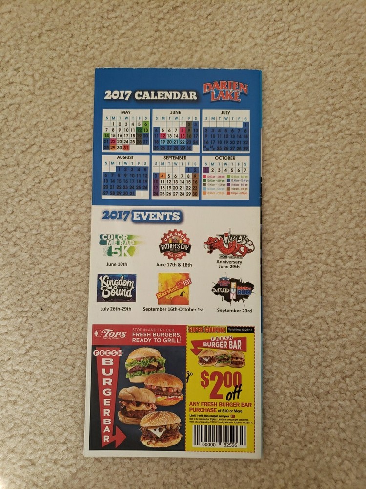 2017 Darien Lake Amusement Theme Park Brochure Map Guide