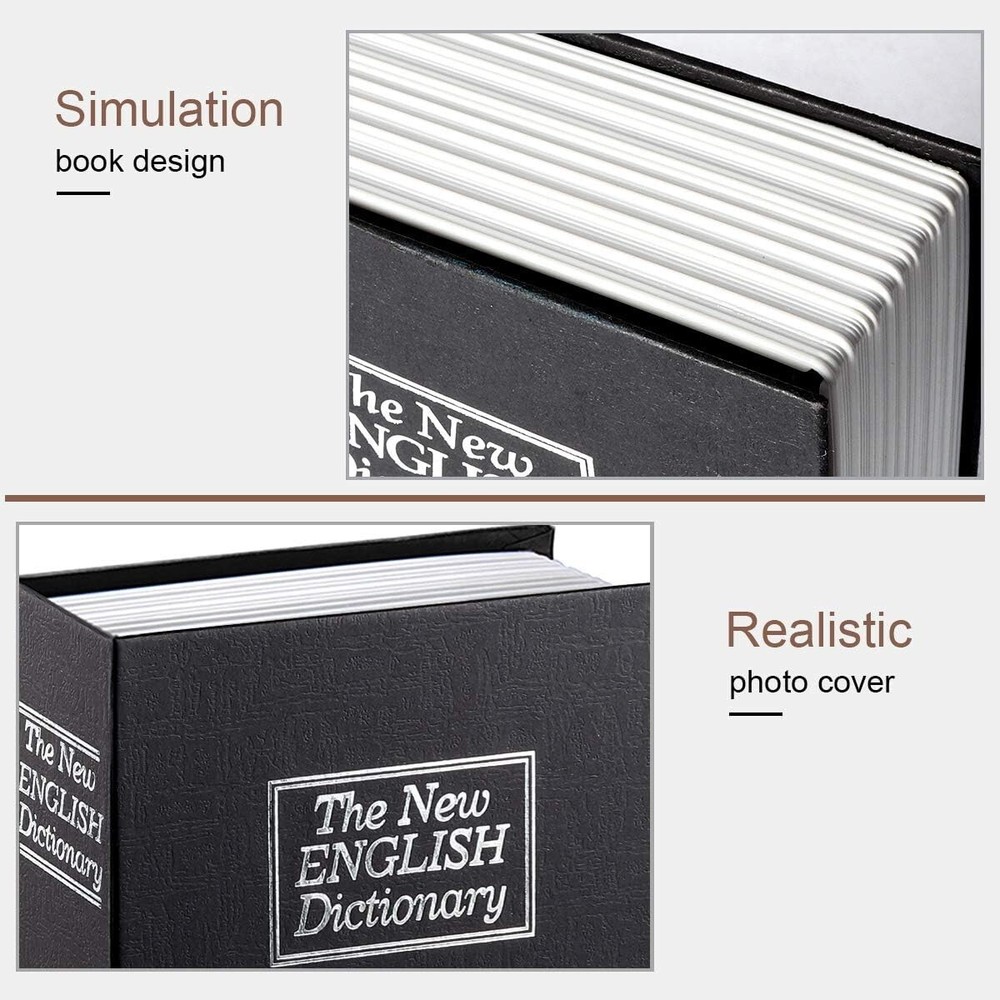 Compact Metal Book Safe: Secure Key Lock Box Hidden Inside a Classic Dictionary