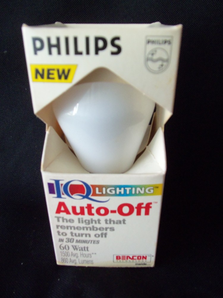 Philips IQ Lighting Auto Off 60 Watt Bulb! NOS!