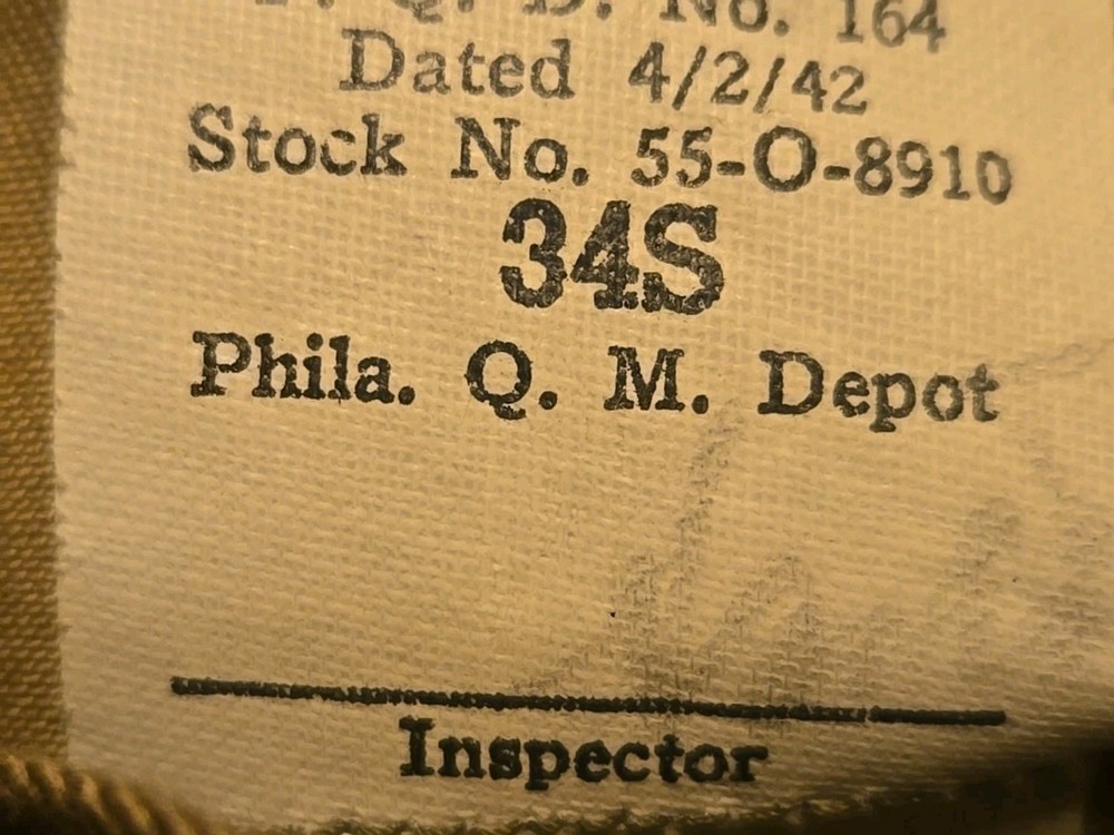 WWII dated 1943 Size 34/S Brown buttons wool overcoat.