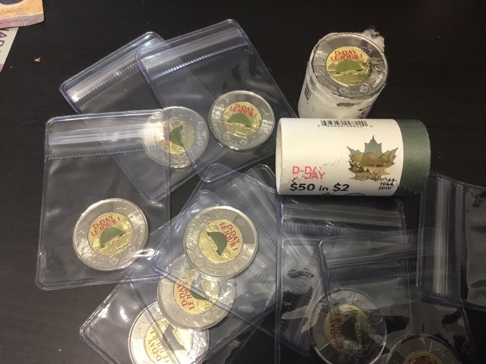 2019 CANADA D-Day $2 Dollar Coin - Colored Version BU from roll Limited Edition