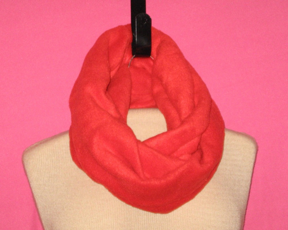 Handmade Cowl/Infinity Scarf - Fleece - Solid - Red - One Size