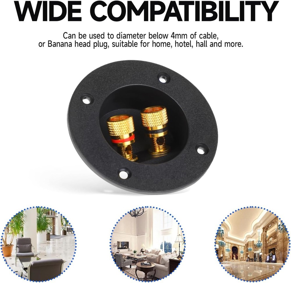 2 Pack Speaker Terminal Cup 3" 2-Way Spring Loaded Connector for Subwoofer