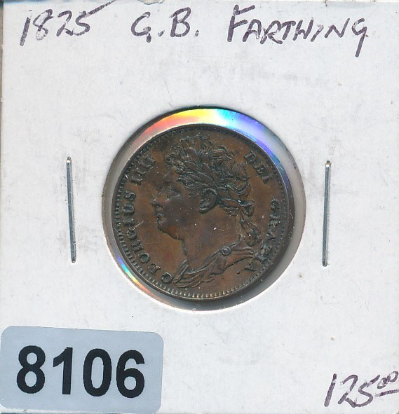 GREAT BRITAIN - 1825  FARTHING  - HIGH GRADE ! - #8106