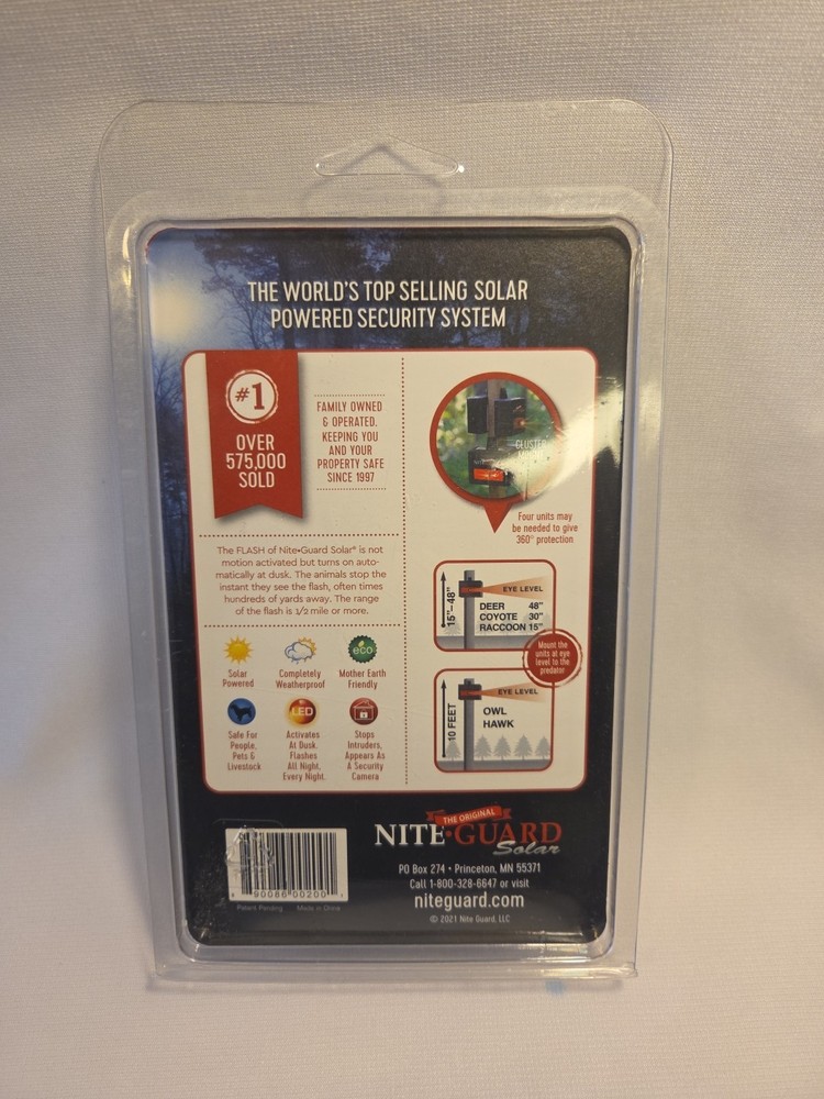 Nite Guard Solar Powered Flash Predator Deterrent Security System New In Package