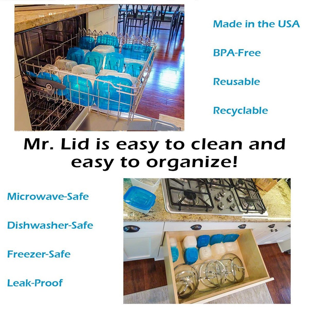 Mr. Lid Premium Attached Storage Containers | Permanently Attached Plastic Li...