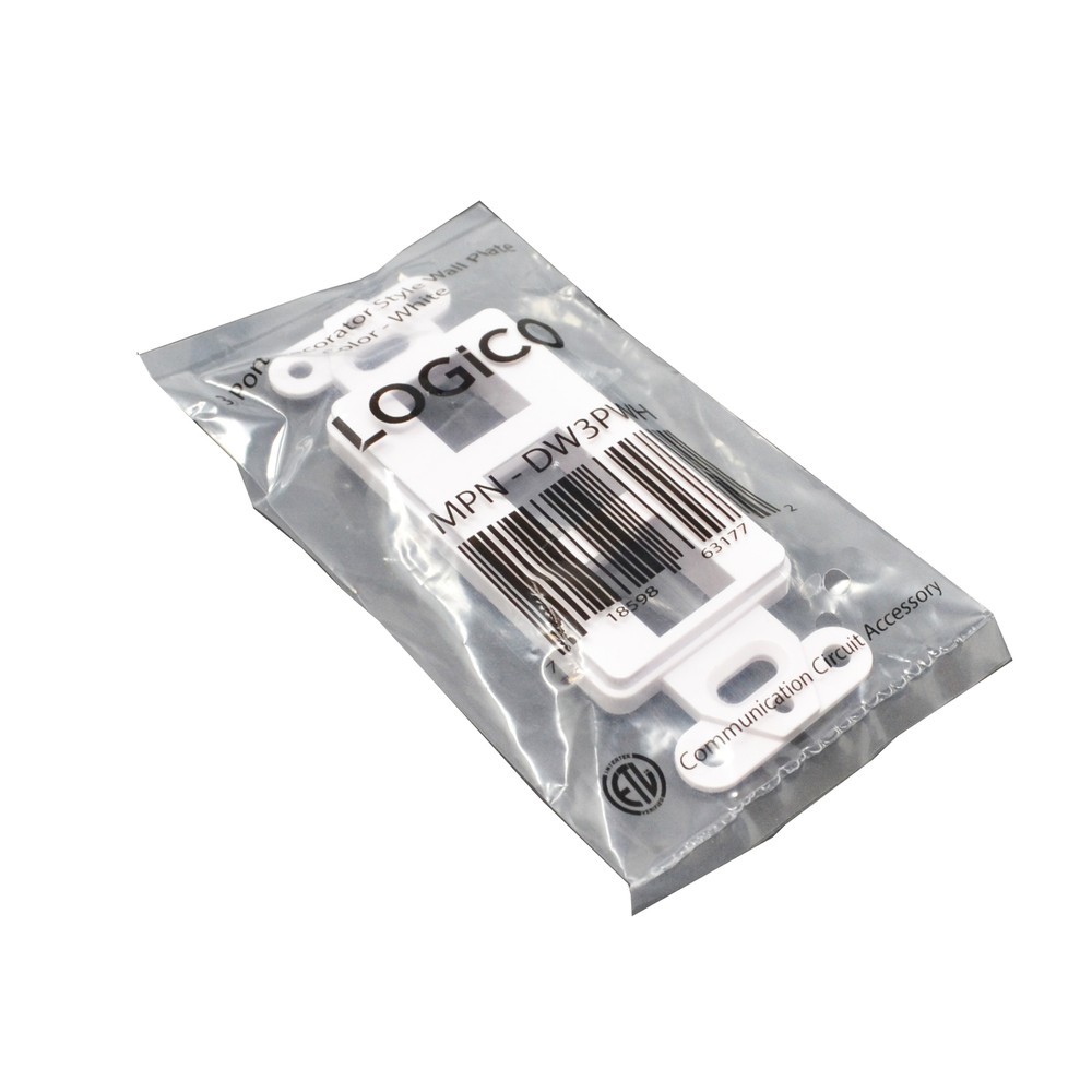 Decorator Style Keystone Jack 3 Port Modular Wall Insert Cover Plate White