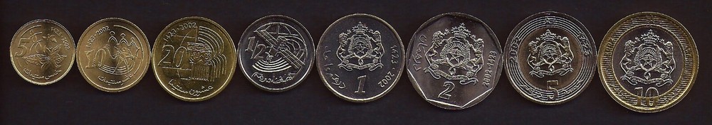 MOROCCO 2002 8 pc Coin set KM 109-118 UNCIRCULATED