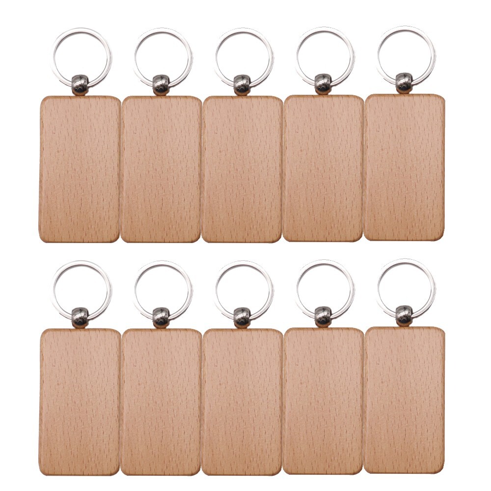 USA CALCA 20 Pcs Rectangle Blank Wood Keychain Diy Key Tags Personalized