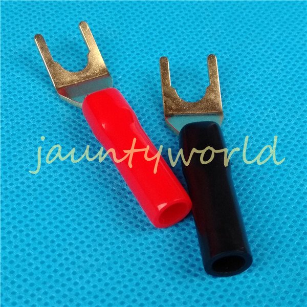 2PC Binding Posts Terminal Audio Cable Fork Spade Plug Connector