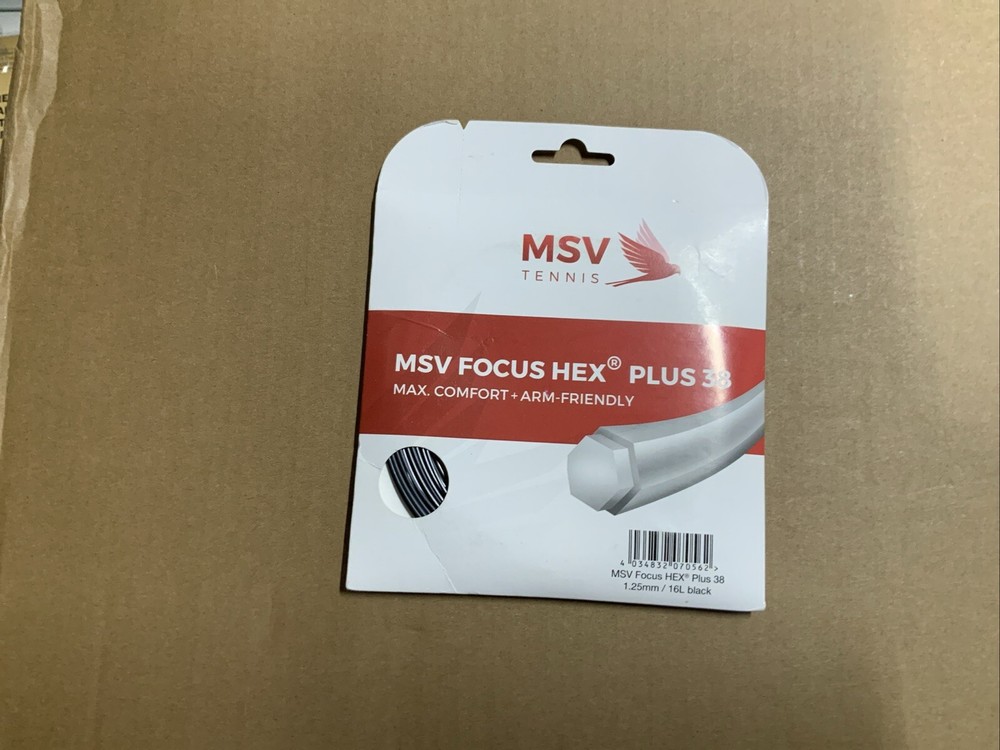 MSV Focus HEX Plus 38 Tennis String Set, 1.25 Gauge, Black