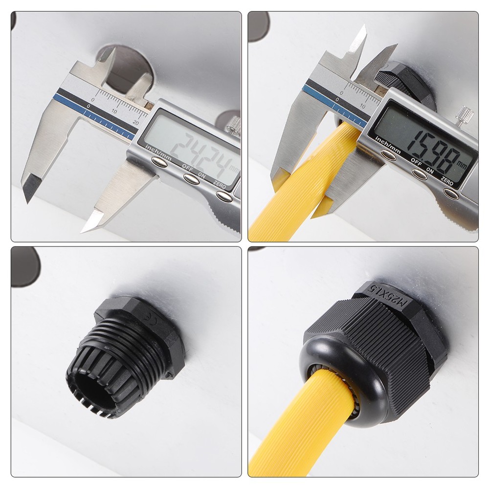 37-44mm PG48 Cable Gland Waterproof Plastic Joint Adjustable Locknut 5Pcs