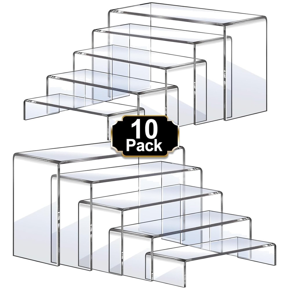 Large Acrylic Riser Set, 10 Pcs Transparent Display Stand